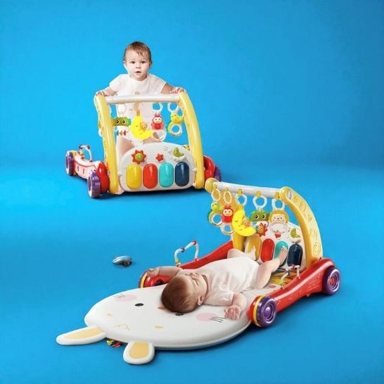 Andador Multifuncional 4 en 1 con Luces, Sonidos y Alfombra Acolchada