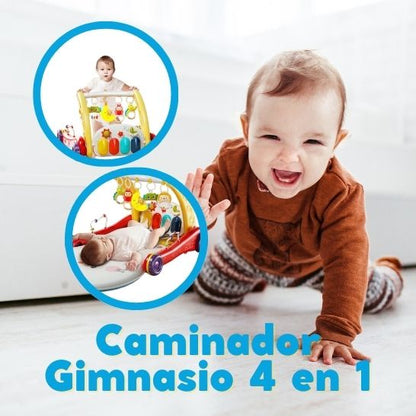 Andador Multifuncional 4 en 1 con Luces, Sonidos y Alfombra Acolchada